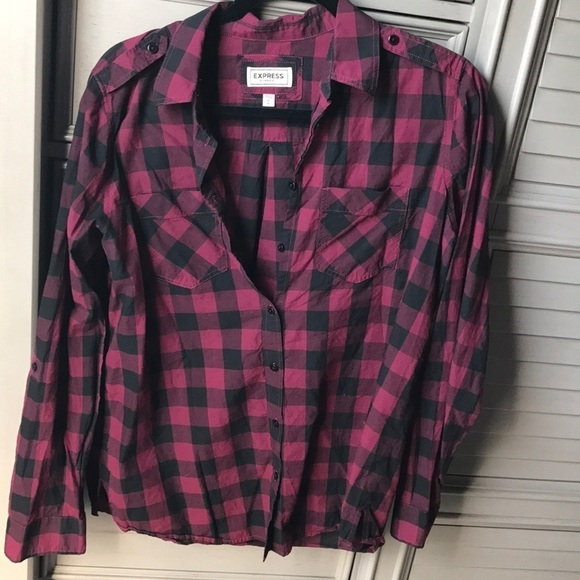 Express boyfriend plaid size medium black and red - Picture 1 of 3